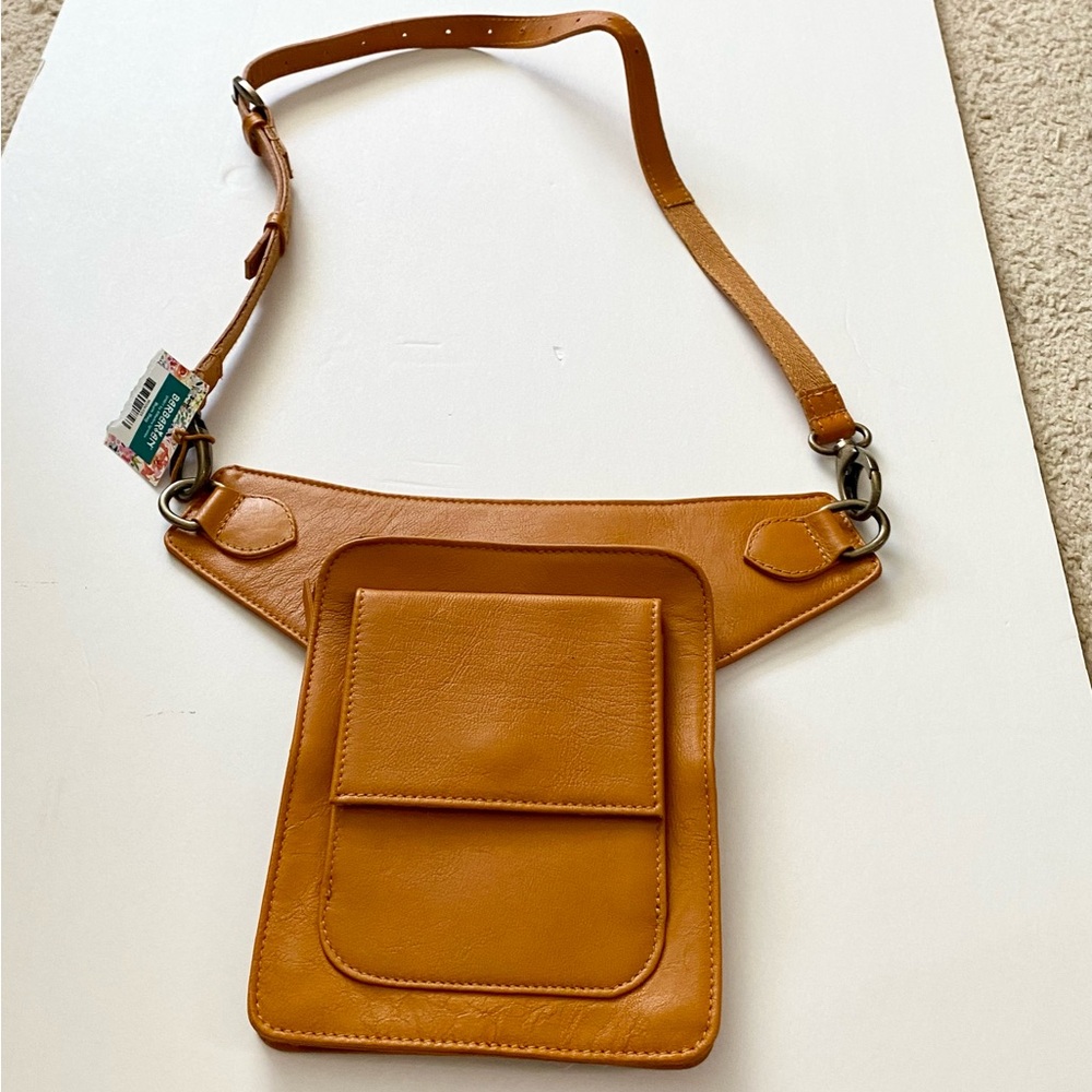 Artisan By Lang Genuine Leather Belt Bag Cognac Waist Bag Crossbody Festival NWT